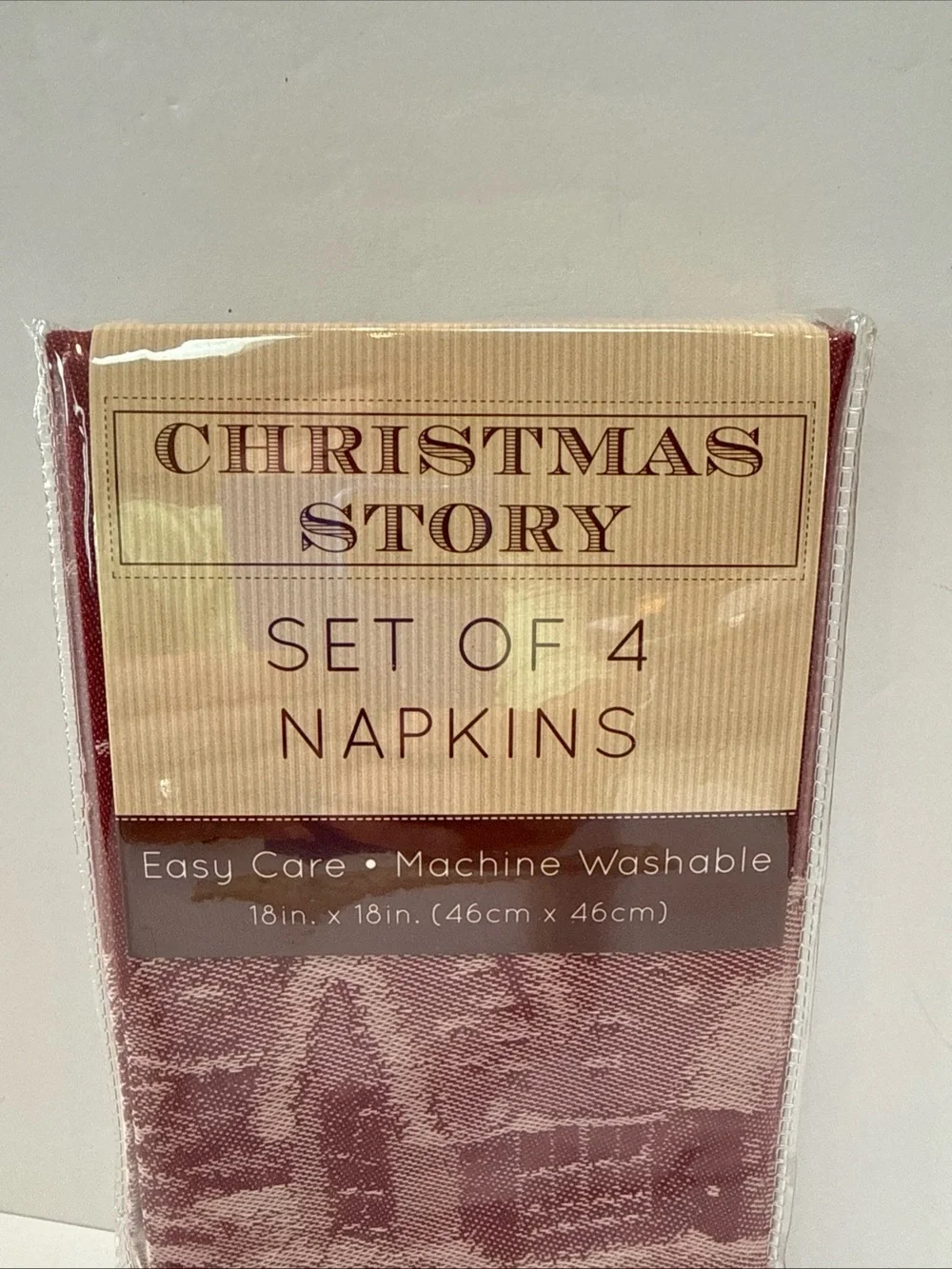 Christmas Story Set of 4 Napkins - Red winter scene with snow